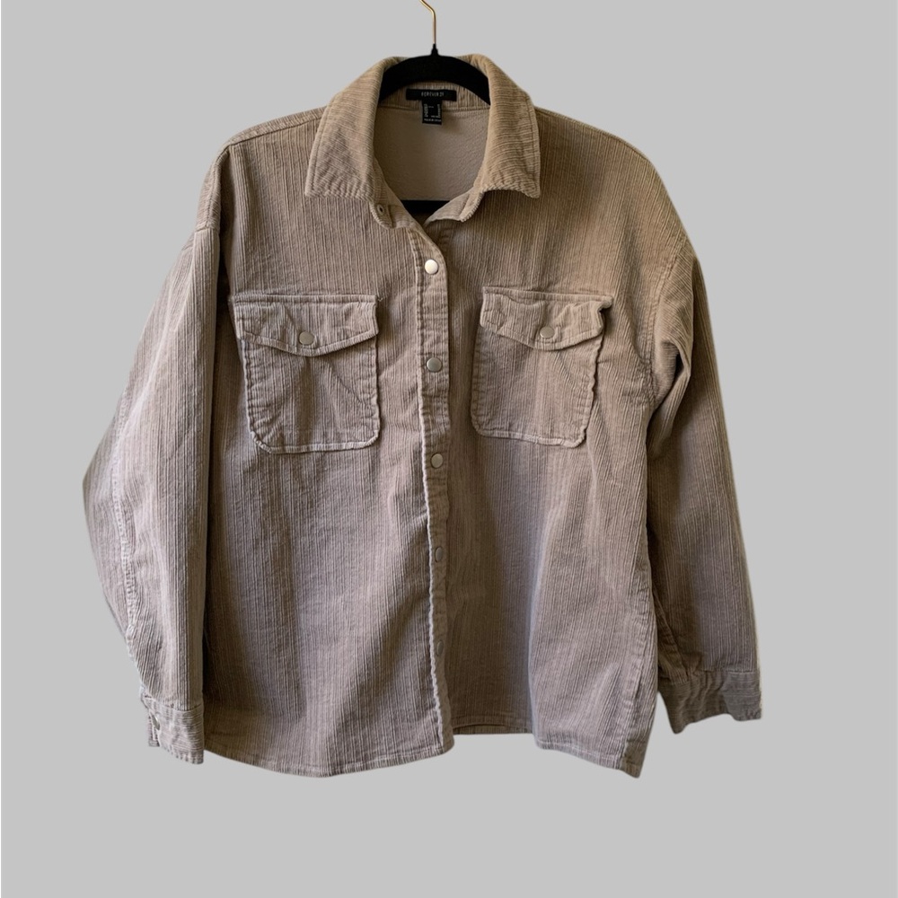 Tan Oversized Corduroy Button-up Shirt Size Medium